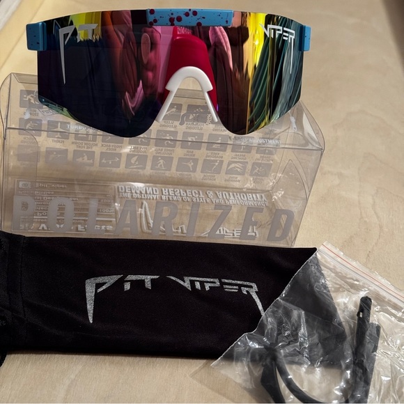 Pit Viper Other - NWT - Polarized Pit Viper Sunglasses - Splatter Design, Blue Frame